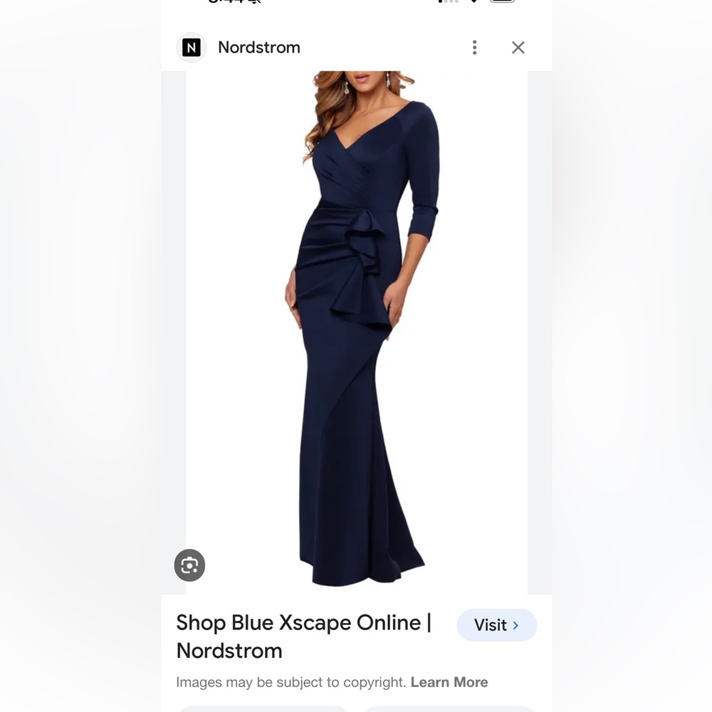 Xscape Ruched Scuba Ruffle Gown Size 8